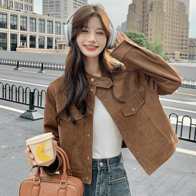 【Q 6690】美拉德秋季外套女秋季韩版小个子显瘦短款上衣6690