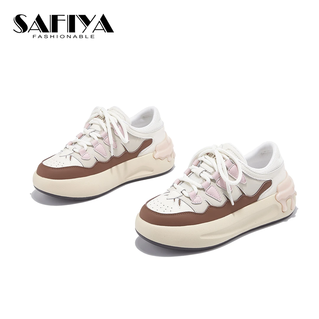 索菲娅Safiya2024新款时尚百搭潮流厚底增高系带鞋女鞋SF43111D10