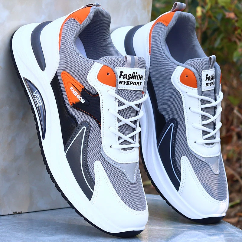 男鞋2024新款网鞋透气防臭网面运动鞋学生百搭增高休闲鞋软底跑鞋
