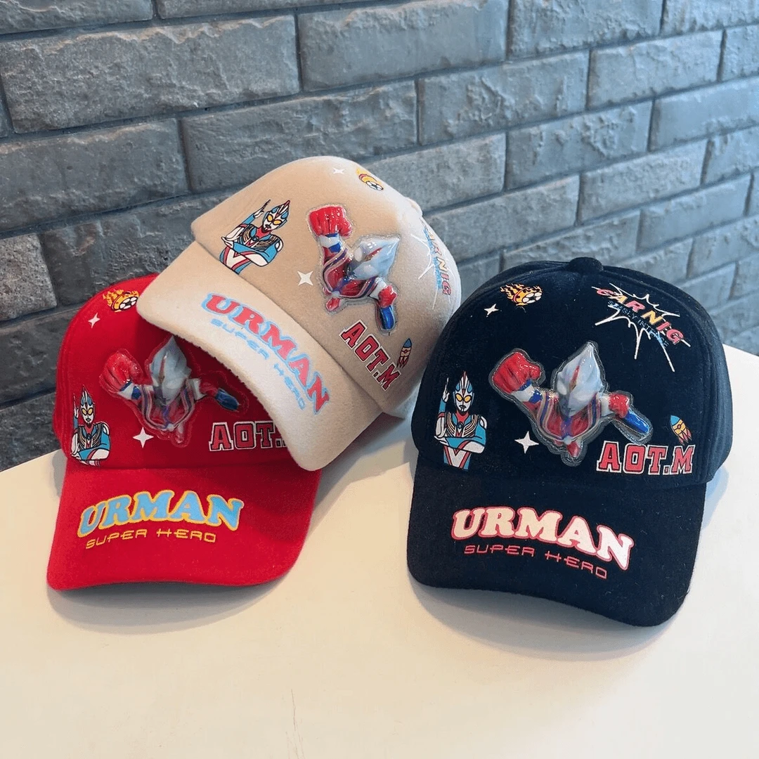 奥特曼儿童帽子秋冬男童棒球宝宝蜘蛛侠亮灯保暖棒球帽儿童1-3岁