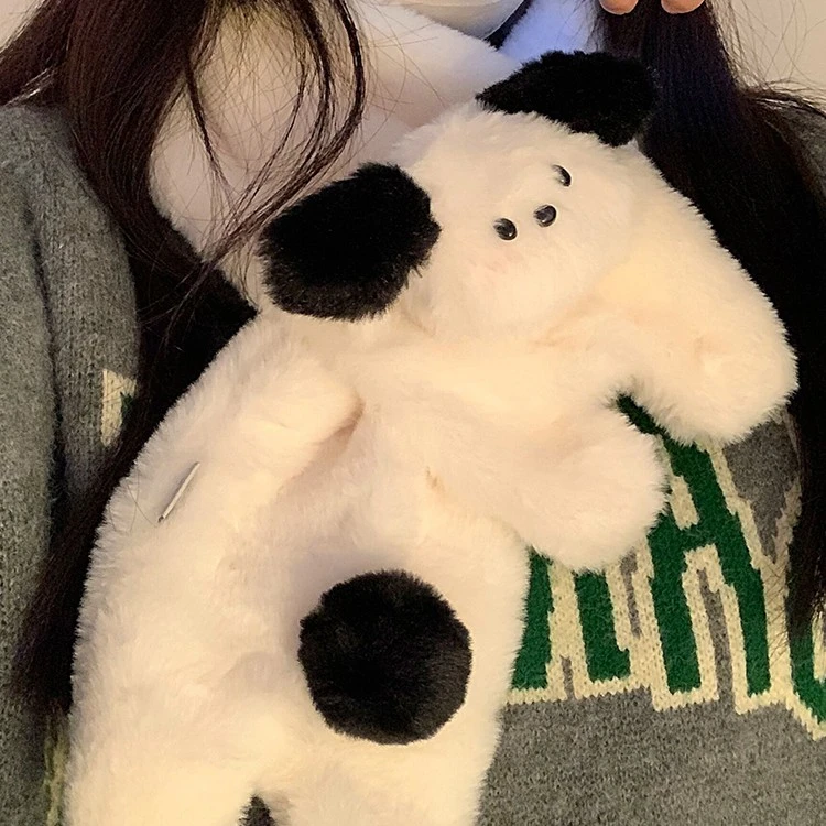 可爱小狗毛绒围巾冬季女2023新款ins百搭卡通毛茸茸保暖学生围脖