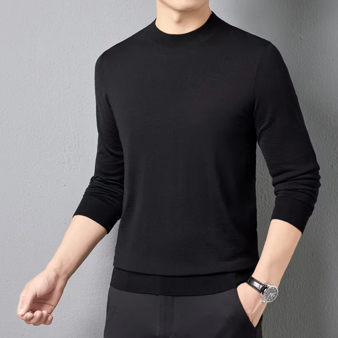 【绒兰】男款100%美丽诺羊毛 精纺圆领秋冬可机洗打底衫14#