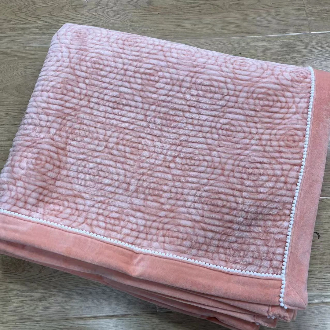 【绒兰】2024新！玫瑰花牛奶绒多功能盖毯 68号 玉色