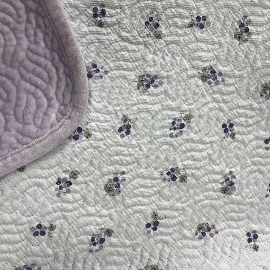 【绒兰】90cm*220cm一面全棉一面婴儿绒绗缝床盖61号紫葡萄