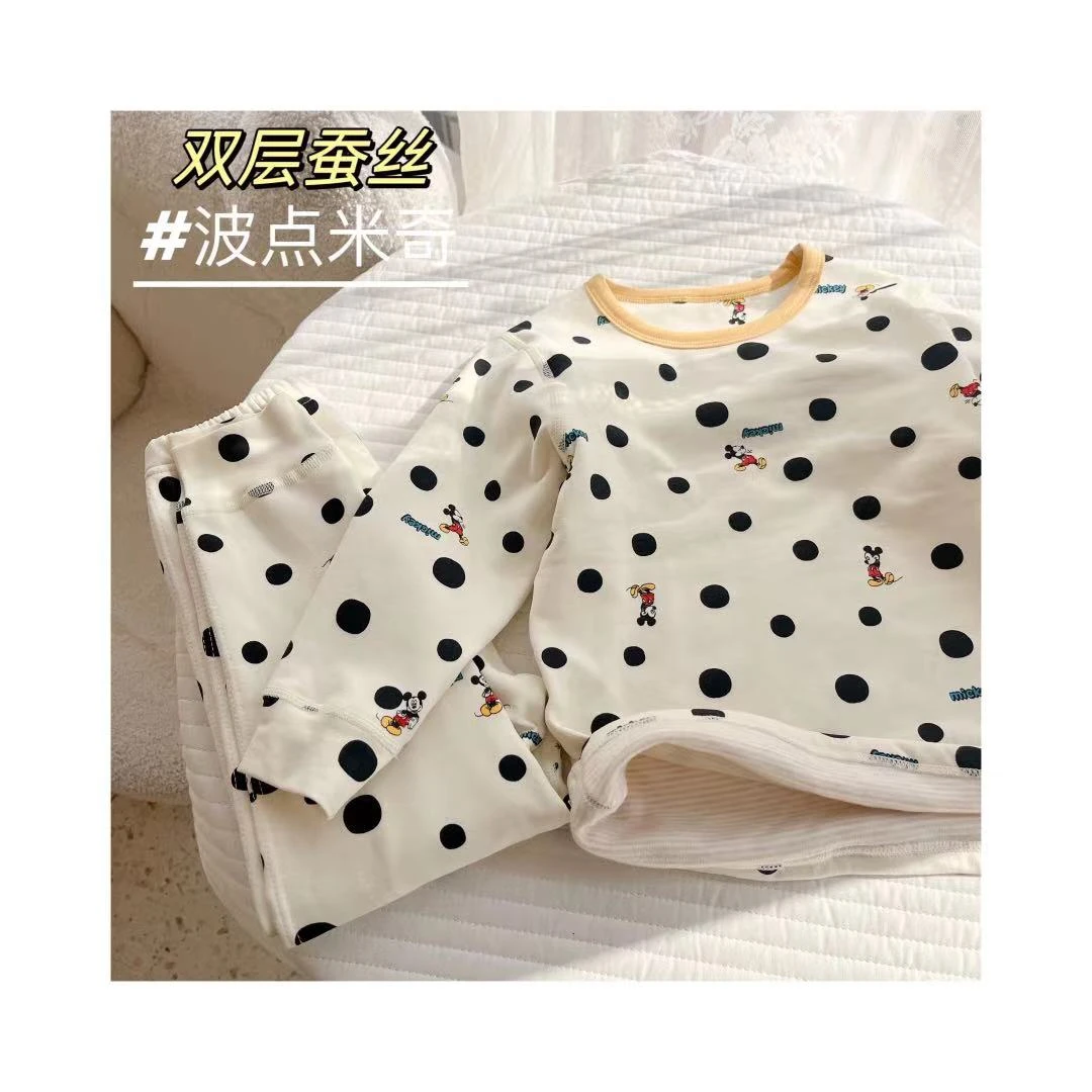 棉TZ-500克波点米奇双层蚕丝家居服