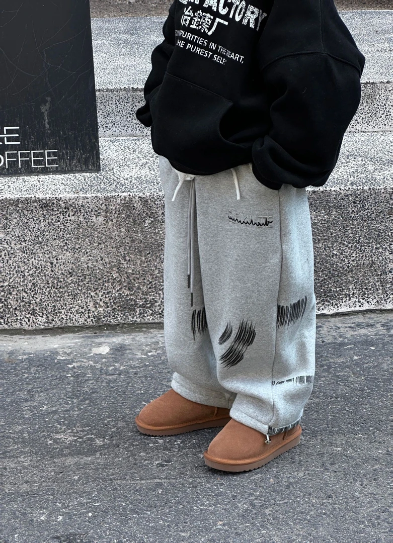 FSDD-PD081 加绒加厚宽松百搭设计感休闲长裤