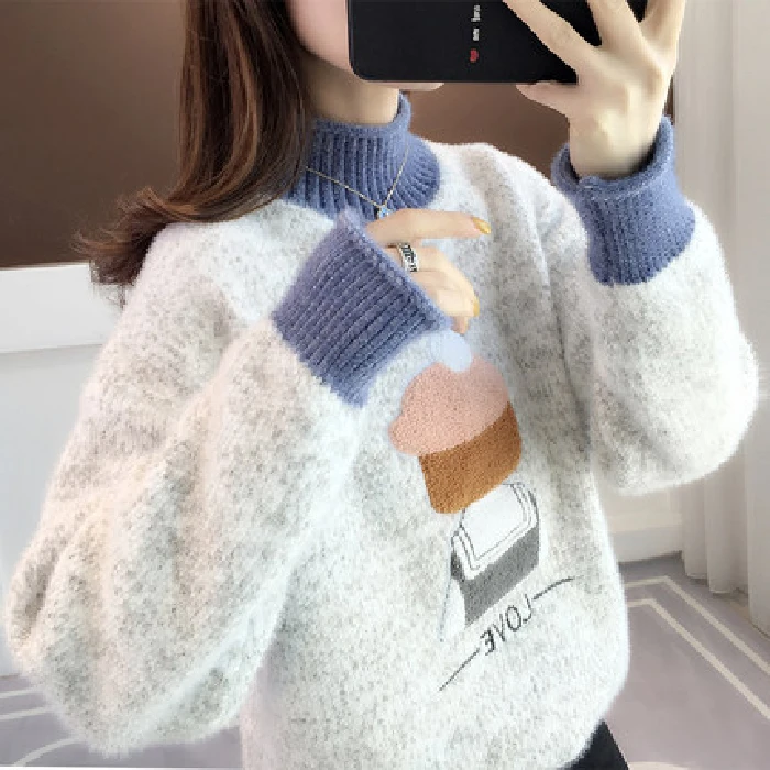 番薯童装女大童202314宽松洋气儿童半高领儿童毛衣慵懒风宝宝新款