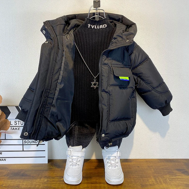 男童冬季中长款新款棉服男童羽绒服外套儿童羽绒服男孩羽绒服棉袄