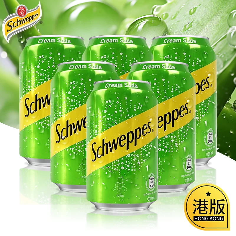 香港进口汽水饮料330ml*6灌装忌廉味气泡汽水夏季饮品罐装汽水