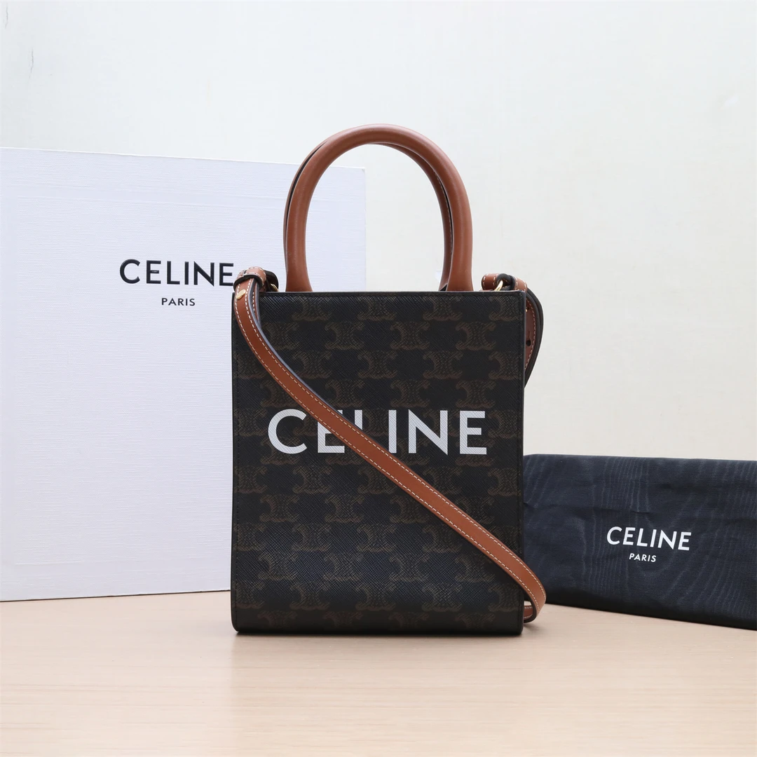 99新 Celine/思琳 【33精选】623312凯旋门印花 褐色 人造革