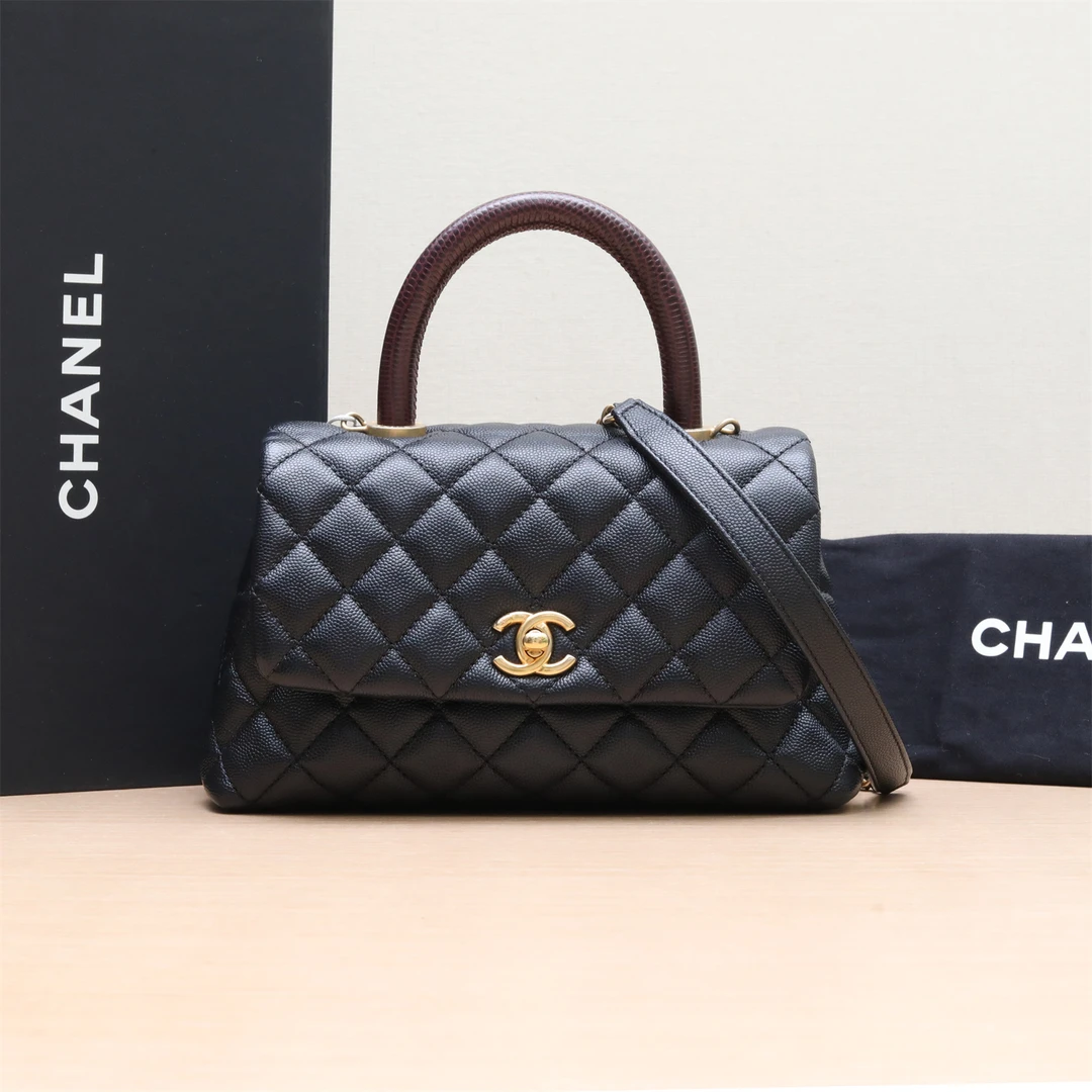 95新 Chanel/香奈儿 黑黑精选Coco Handle 小号 27开 单肩包