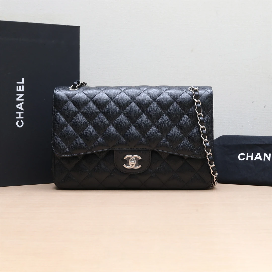 99新 Chanel/香奈儿 -778攀攀 CF 口盖包 JUMBO 荔枝皮 25开 包
