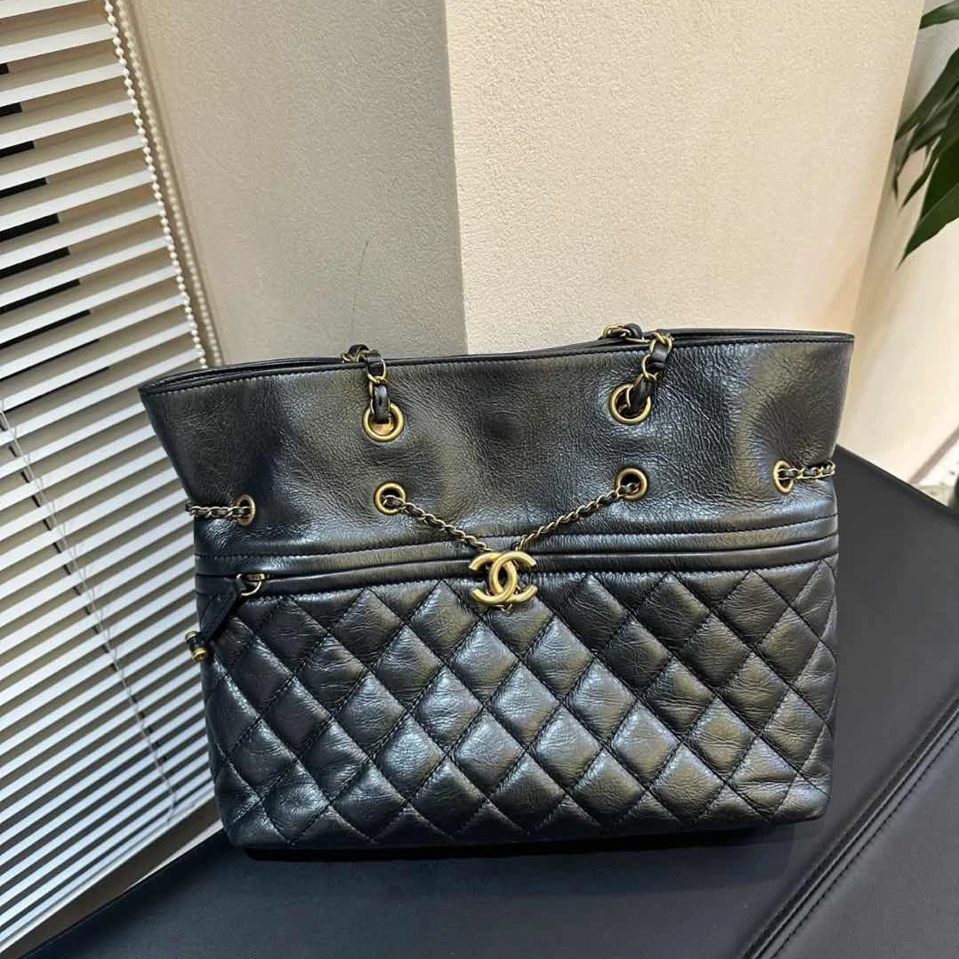 95新 Chanel/香奈儿 小花6花 抽绳tote单肩包 28开 幻彩色