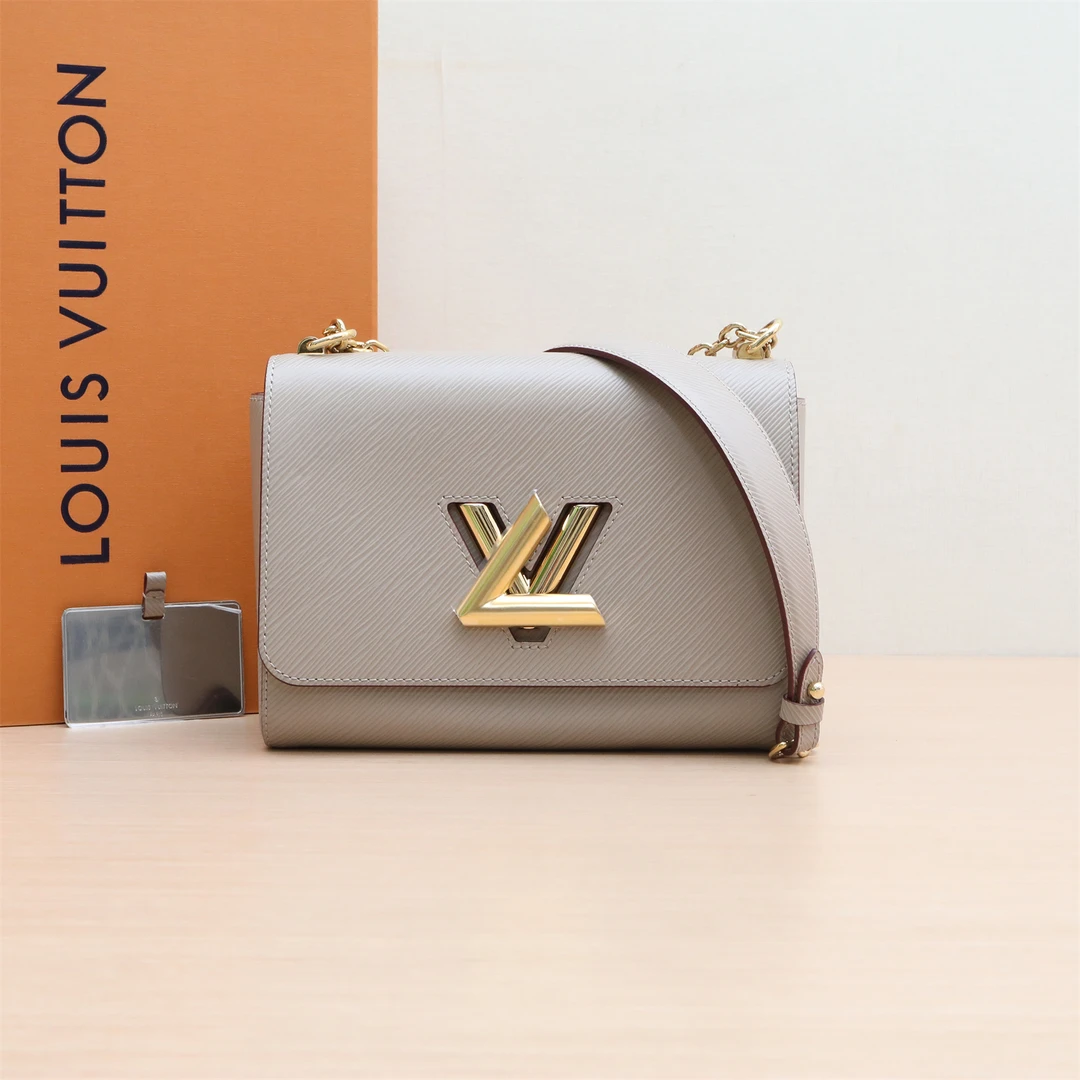99新 LouisVuitton/路易威登 小花攀攀TWIST 中号 23 灰色 芯片包