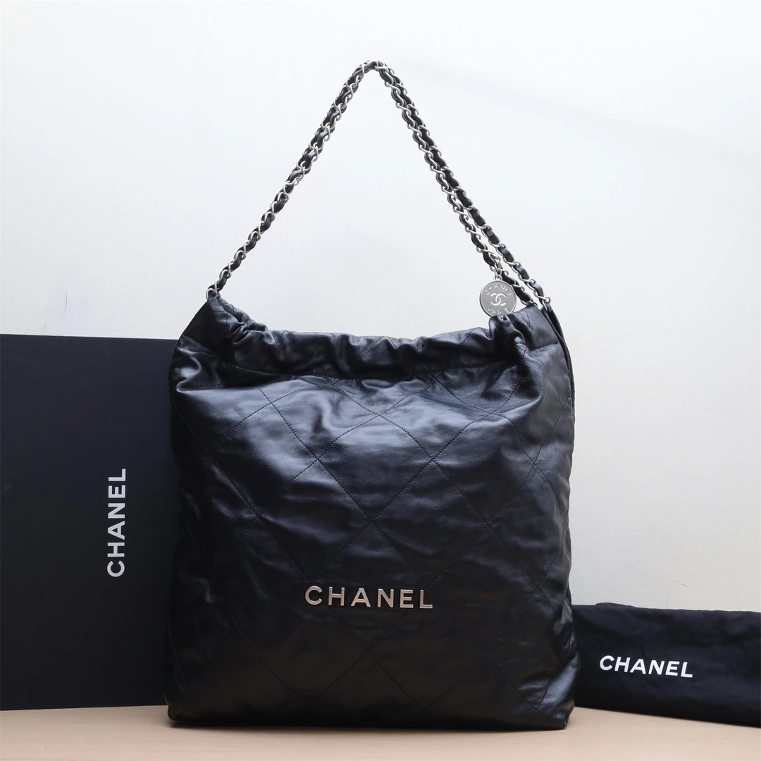 99新 Chanel/香奈儿 黑黑精选 22Bag 大号 黑色 皮革C 芯片开