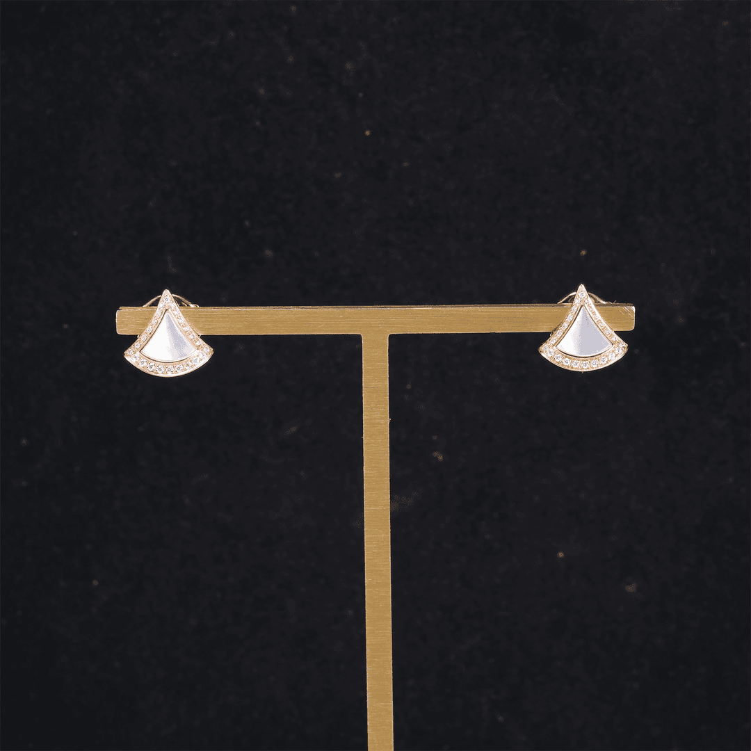 99新 BVLGARI/宝格丽 【33精选】929727边钻 扇子 耳钉