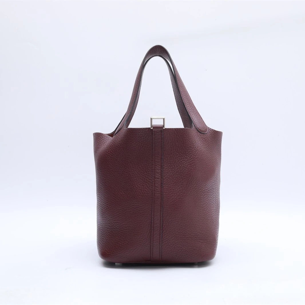 99新 Hermes/爱马仕 小花6花 22 菜篮子 波尔多红 TC皮 A刻 银扣