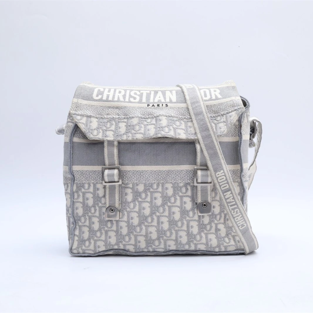95新 DIOR/迪奥 小花攀攀Diorcamp 邮差信使包 中号 29 灰色