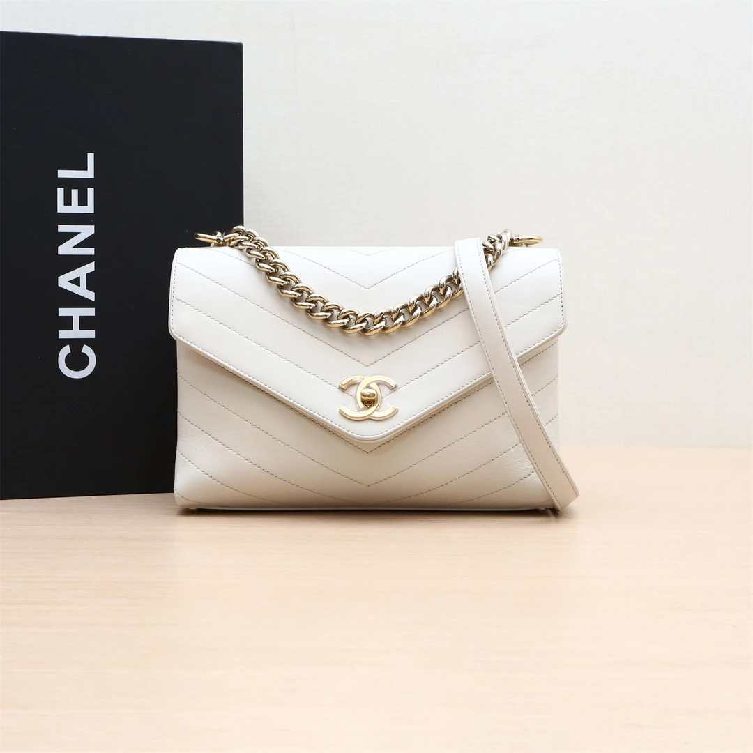 95新 Chanel/香奈儿 尾款活动-新粉活动双双 18B信封口盖包 皮革C