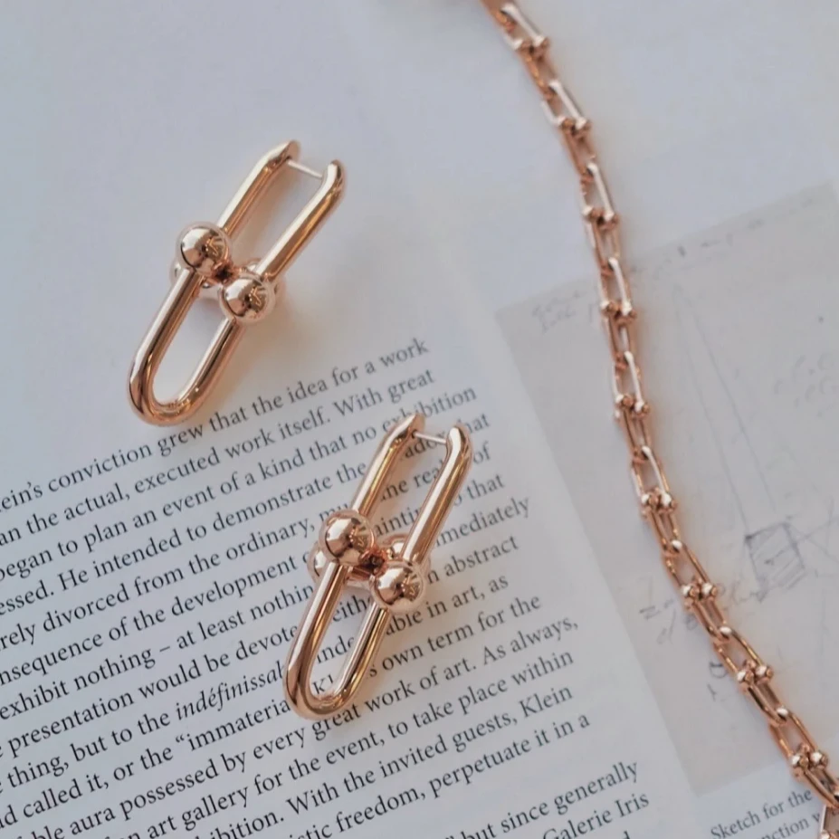 99新 Tiffany & Co./蒂芙尼 小花6珊 Hard wear 大号 耳环 玫瑰金