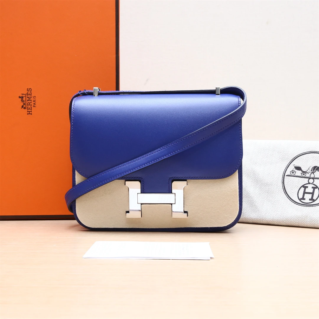 95新 Hermes/爱马仕 小花姑姑P244276670 康康 19 7T电光蓝