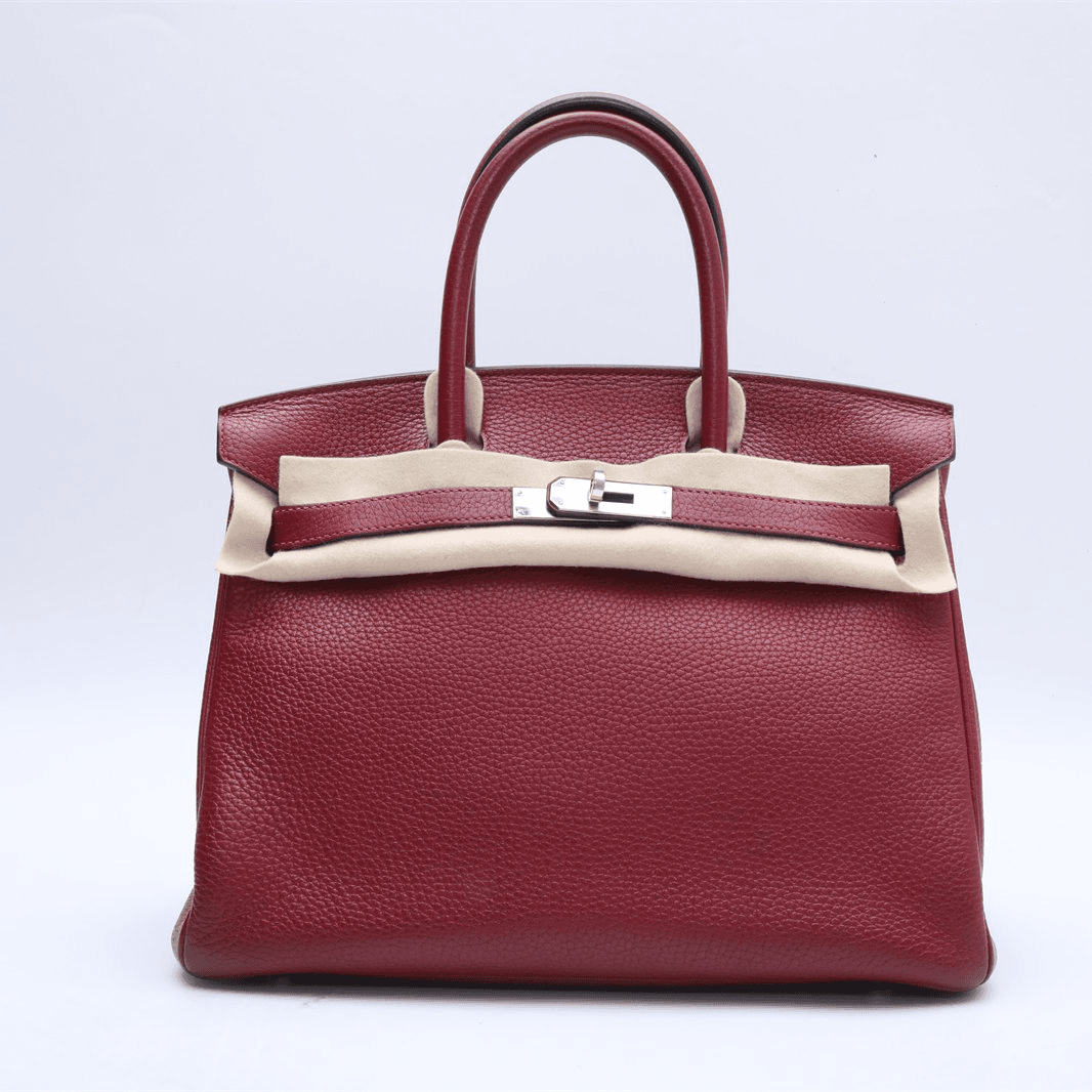 99新 Hermes/爱马仕 小花攀攀Birkin 30 石榴红 Togo皮 A刻 银扣