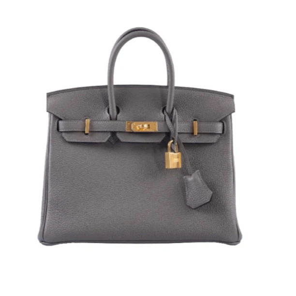 全新未使用 Hermes/爱马仕 小花6珊 Birkin 25积雨灰Togo皮U刻金