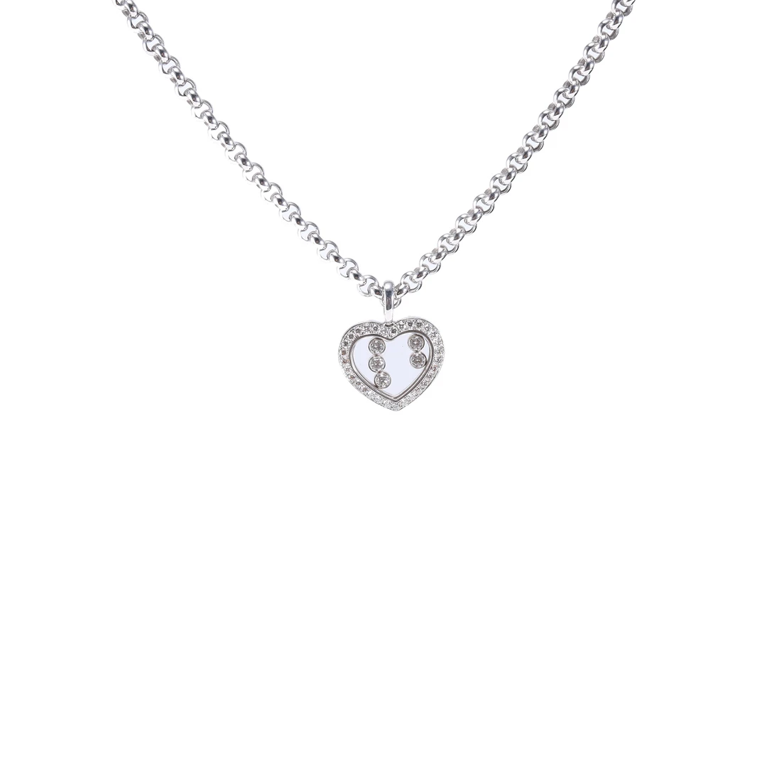 99新 Chopard/萧邦 小花攀攀萧邦快乐钻心形满钻项链