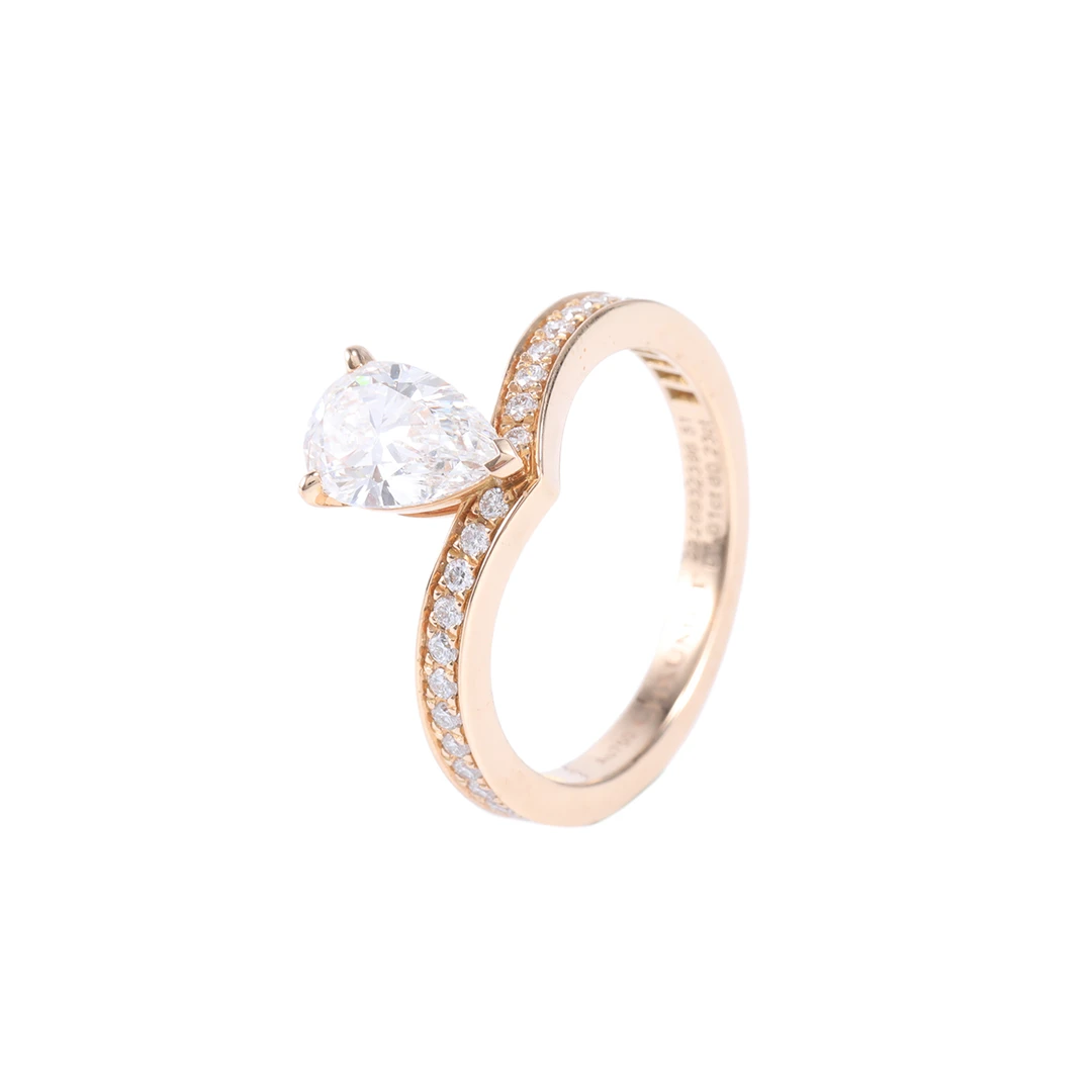99新 Chaumet/尚美 小花6珊 尚美 钻戒 玫瑰金拼钻石 51码