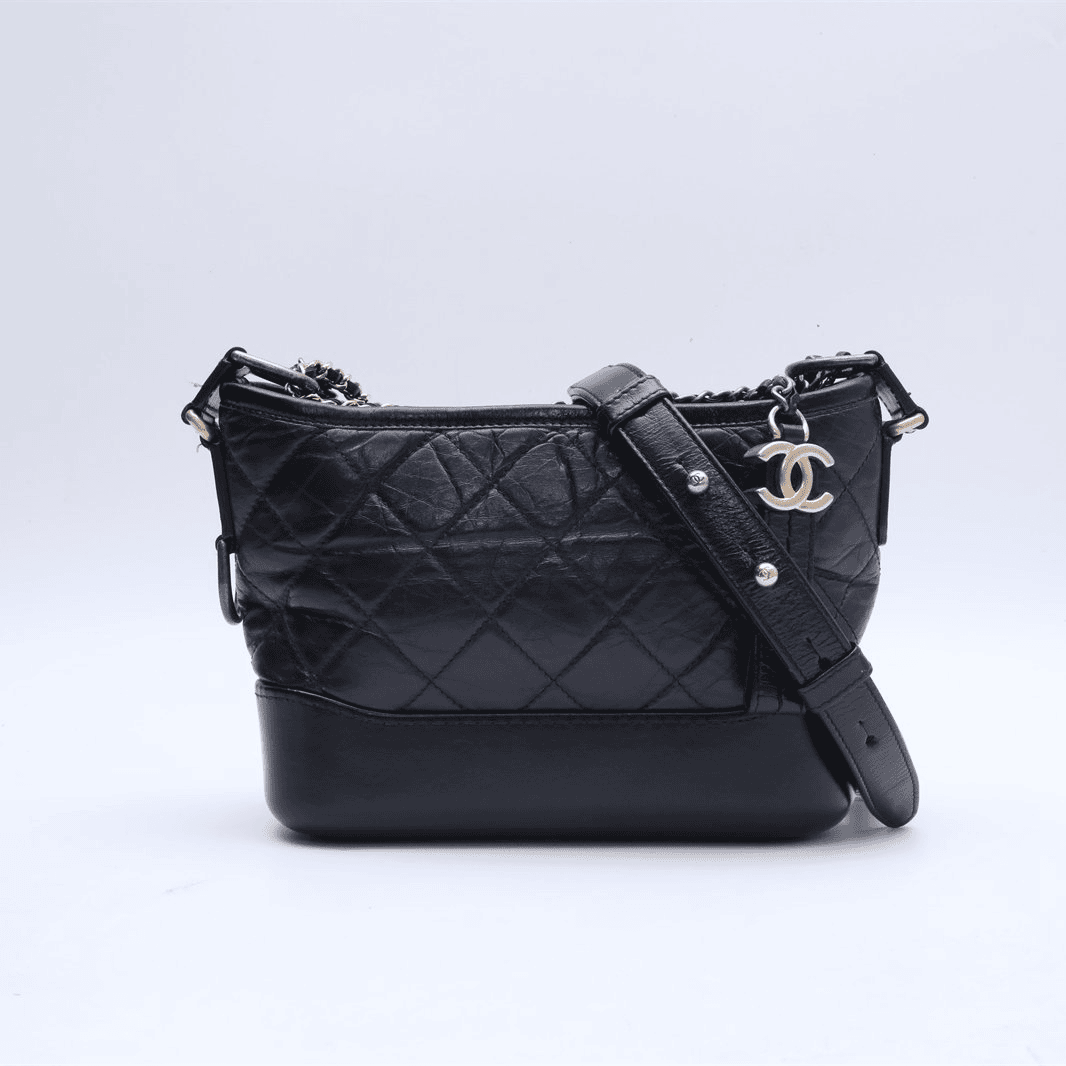 95新 Chanel/香奈儿 小花攀攀流浪包小号 20cm 黑色 皮革C 25开