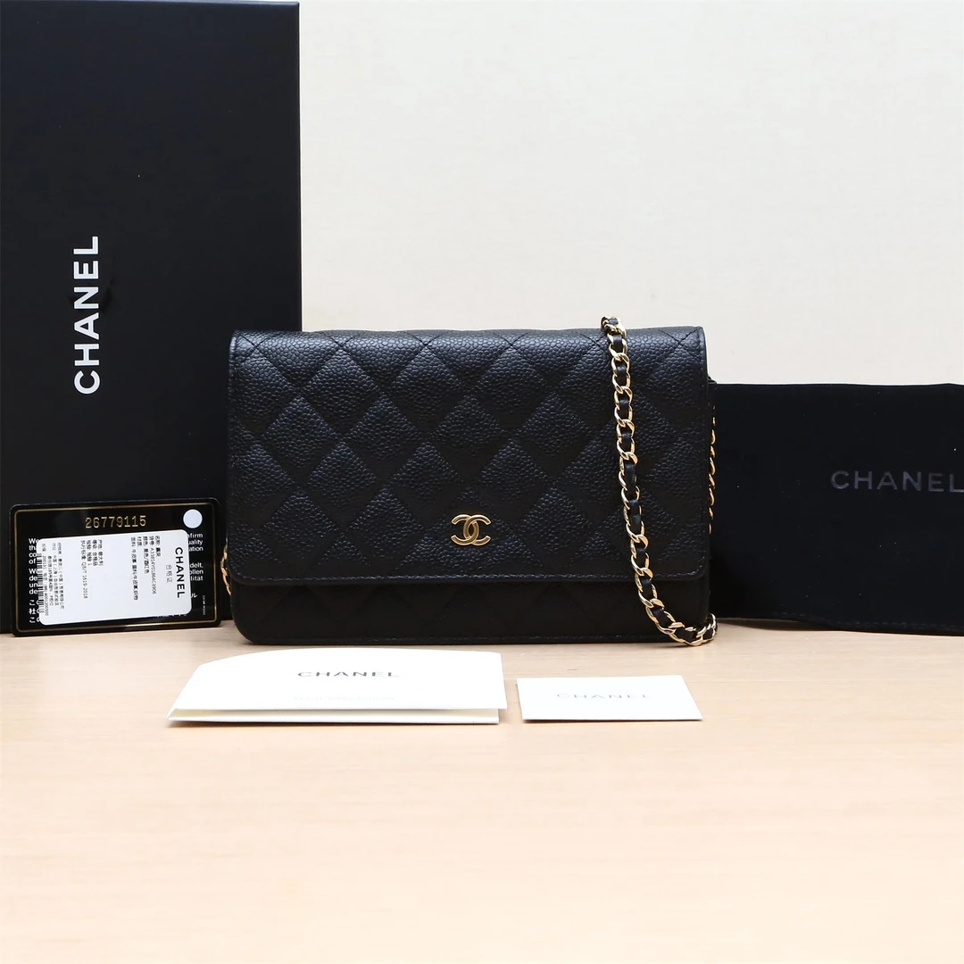 99新 Chanel/香奈儿 小花攀攀CF WOC 19cm 黑色 皮革C 26开 金扣