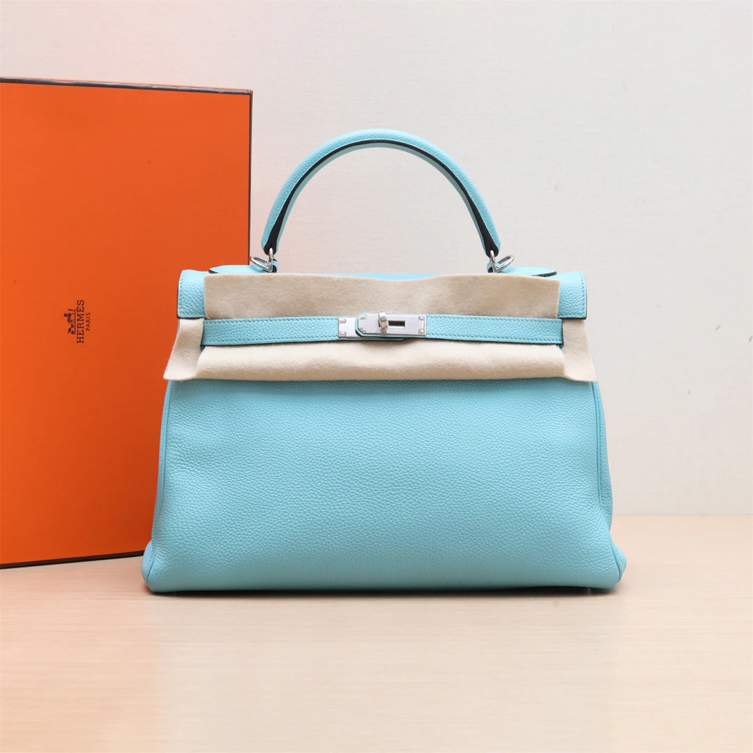 95新 Hermes/爱马仕 黑黑精选P244377712 Kelly 32 3P马卡龙 包
