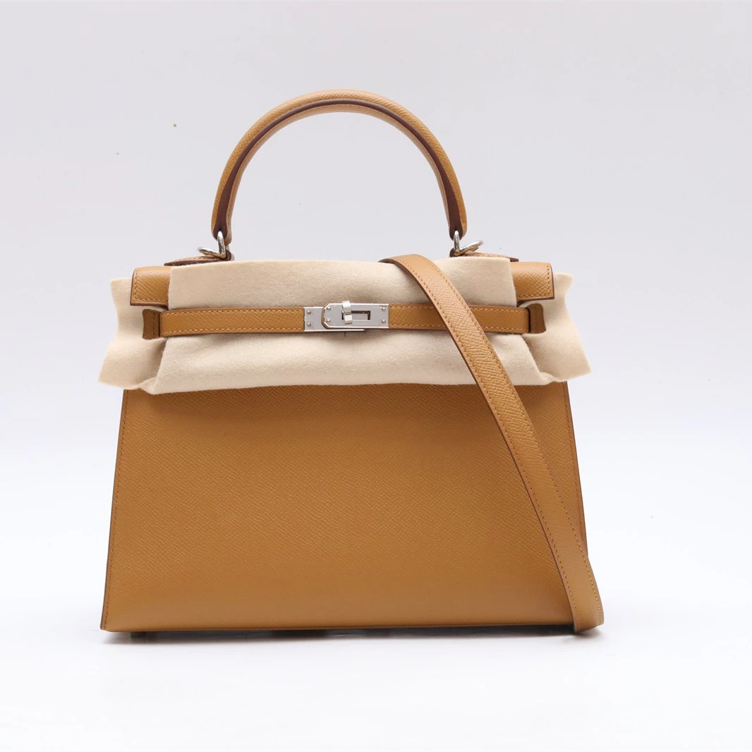 99新 Hermes/爱马仕 小花佳珊P234243660Kelly 25 2S芝麻色