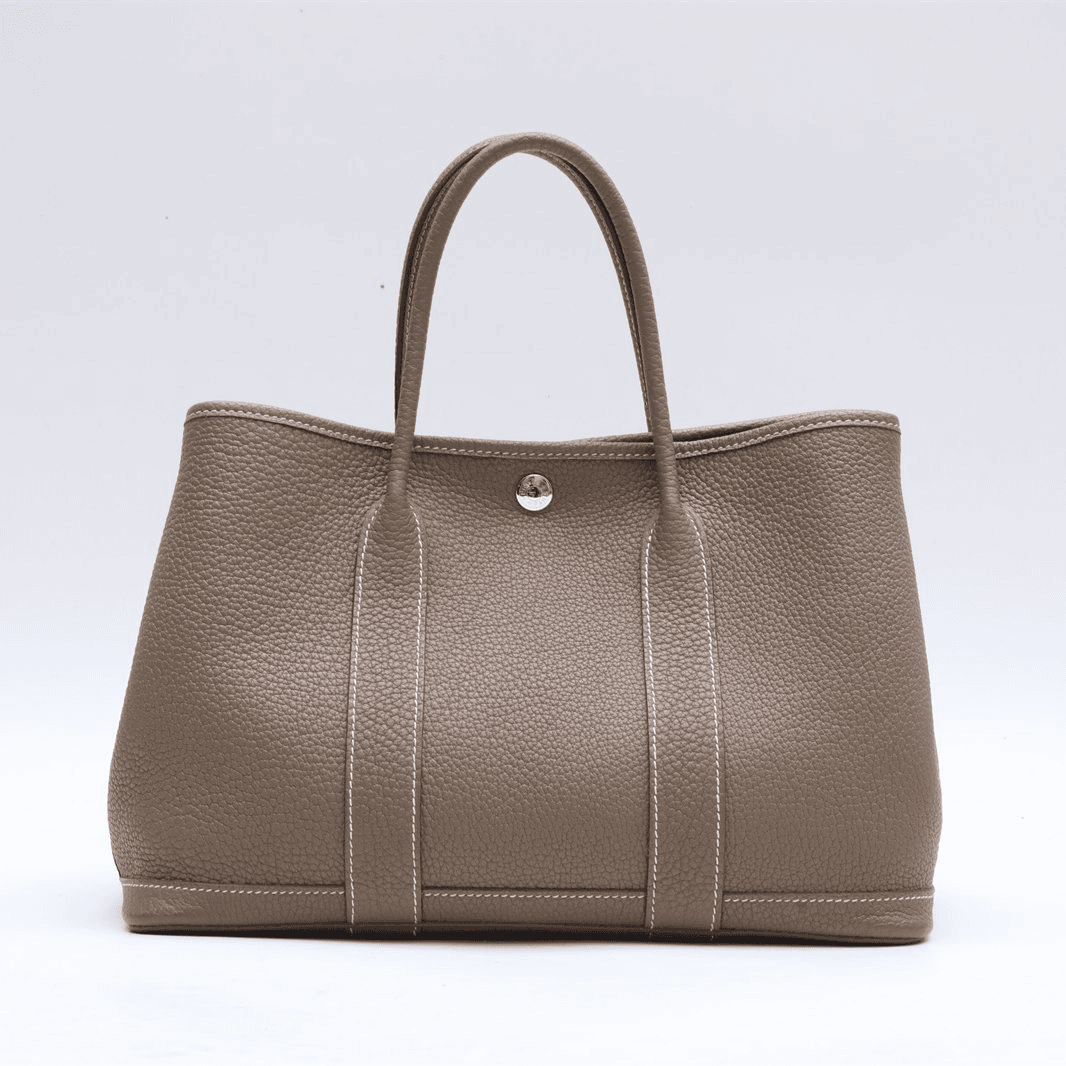 99新 Hermes/爱马仕 小花攀攀花园包 30 大象灰 Togo皮 Y刻 银扣