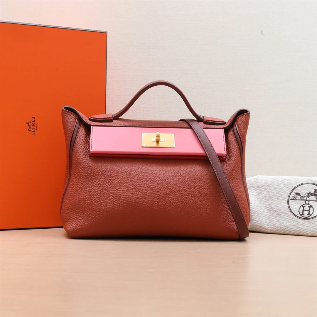99新 Hermes/爱马仕 活动双双 2424 29 Togo皮 Z刻 金扣 单肩包