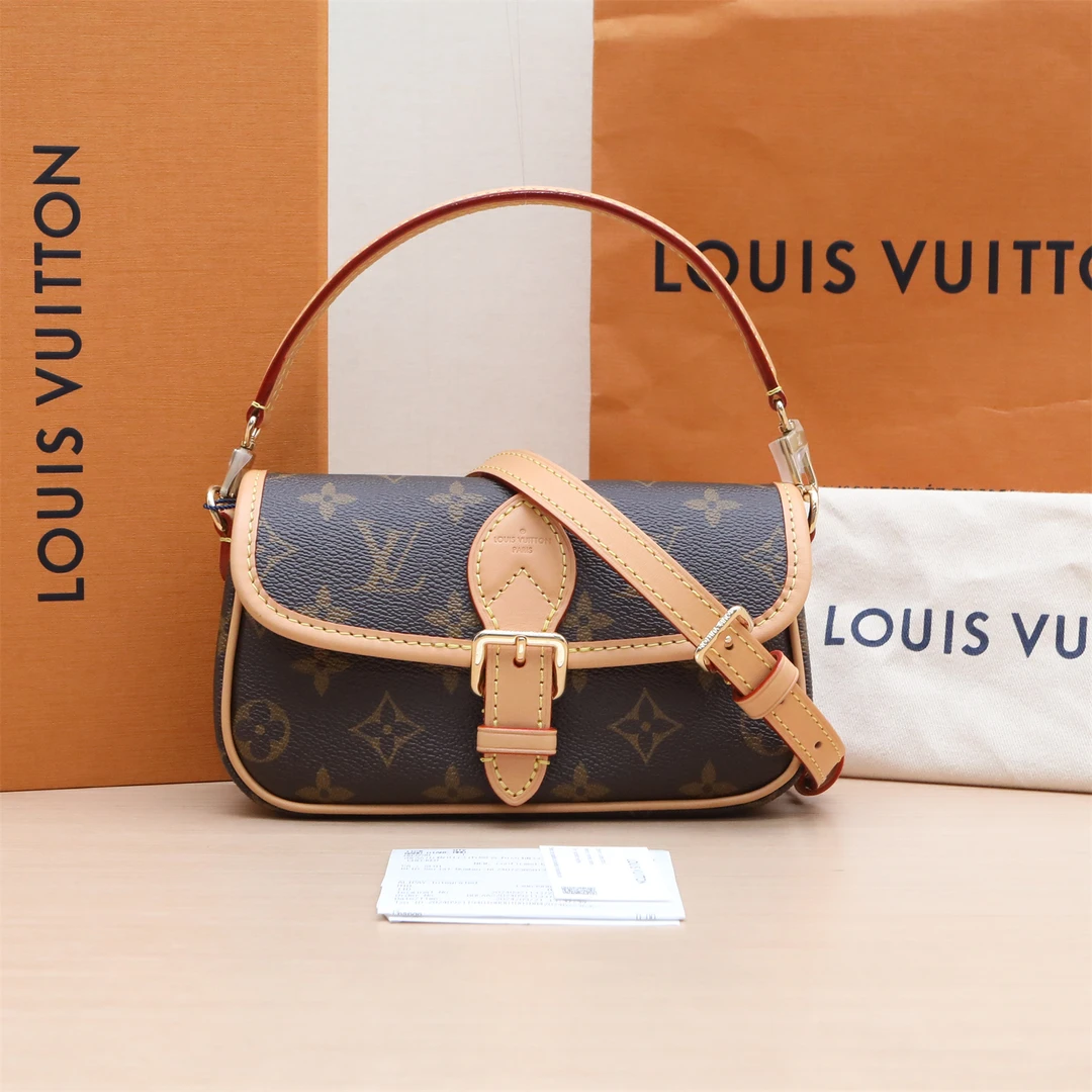 99新 LouisVuitton/路易威登 活动黑黑 173428Diane法棍包 单肩包