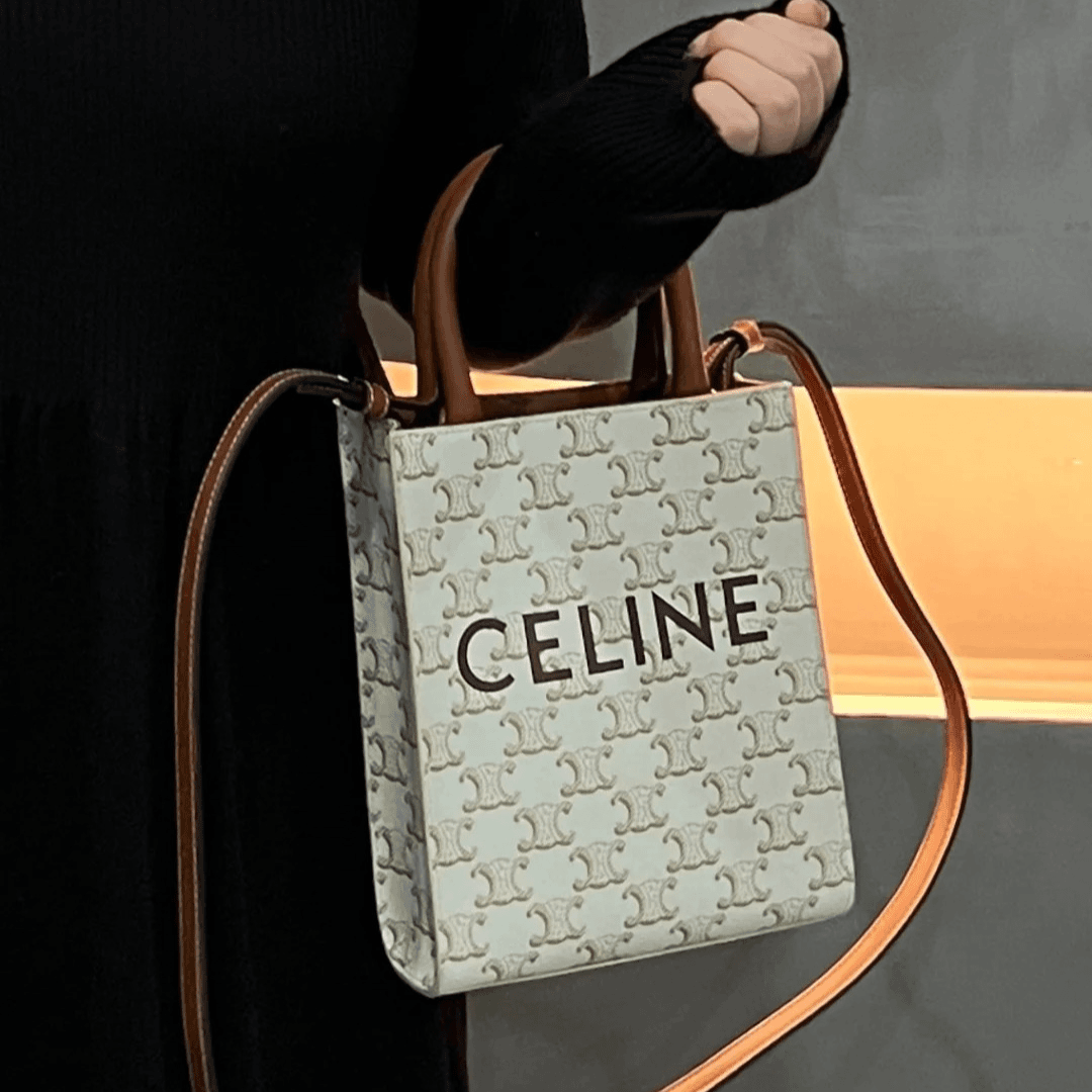 99新 Celine/思琳 小花攀攀Cabas 竖款手袋 Mini 凯旋门印花