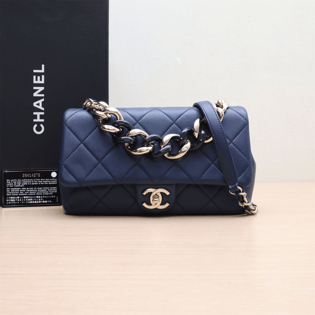 99新 Chanel/香奈儿 【33精选】829249 口盖包 24cm 雾霾蓝