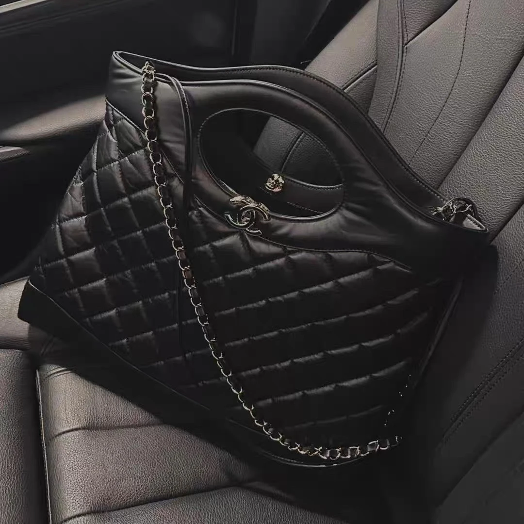 99新 Chanel/香奈儿 小花6珊 31BAG 大号 横版 39cm黑色29开金扣