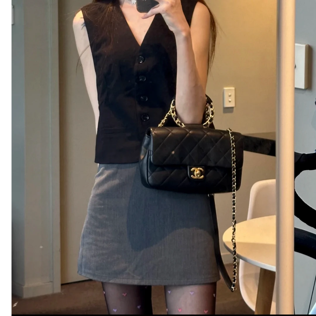 99新 Chanel/香奈儿 小花姑姑P244590169香奈儿CF圆环手提斜挎包