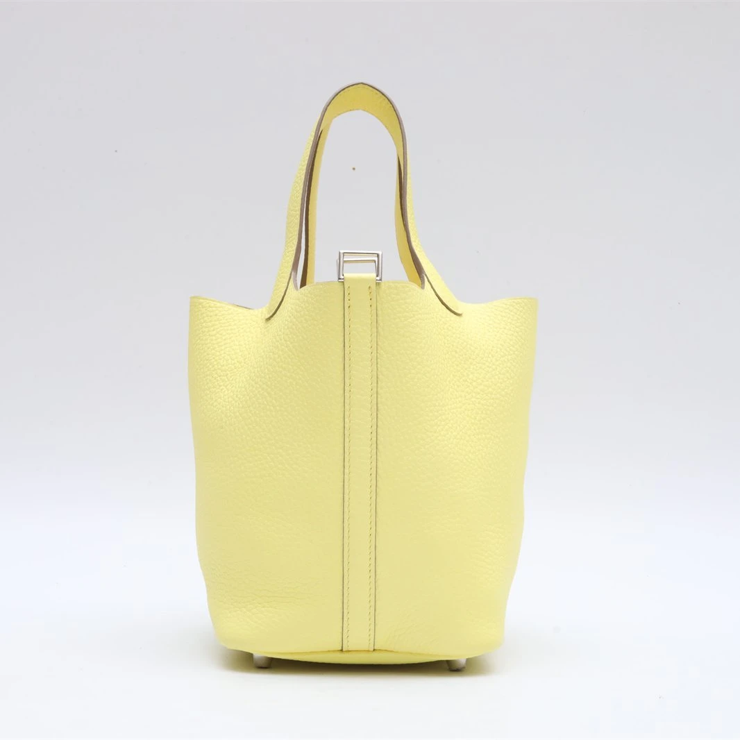 99新 Hermes/爱马仕 小花佳珊 18 菜篮子 柠檬酒黄 U刻 140565