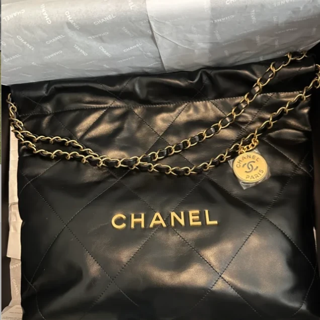 99新 Chanel/香奈儿 小花6花 尾款 22Bag托特包小号芯片黑色