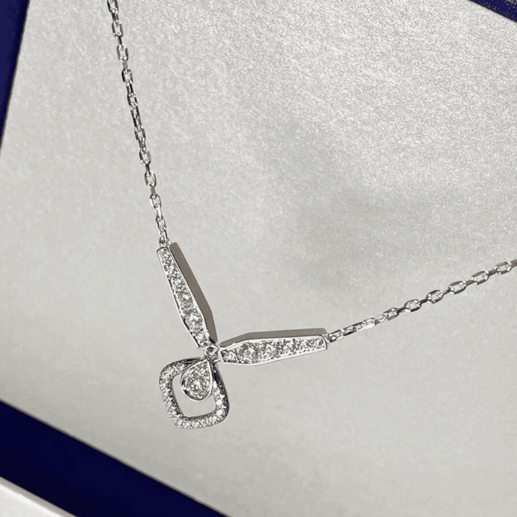 99新 Chaumet/尚美 小花6珊 加冕-爱 繁花 白金满钻项链 18年整套