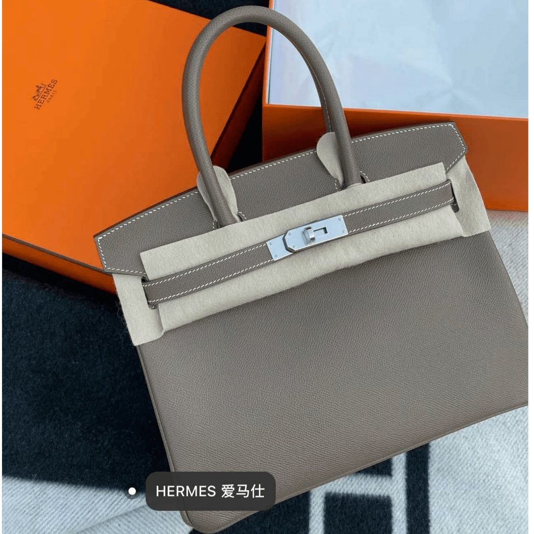 99新 Hermes/爱马仕 小花6珊 Birkin 30 大象灰 Ep皮 银扣 Y刻