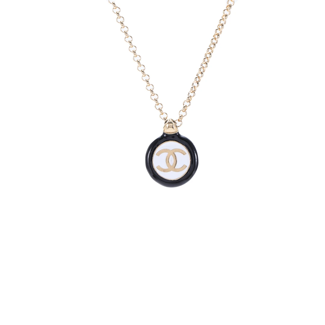 全新未使用 Chanel/香奈儿 【33精选】T 双C黑边金币 项链 合金