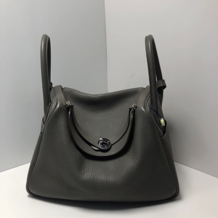 99新 Hermes/爱马仕 小花双双 Lindy 30 8F锡器灰 TC皮 框Q