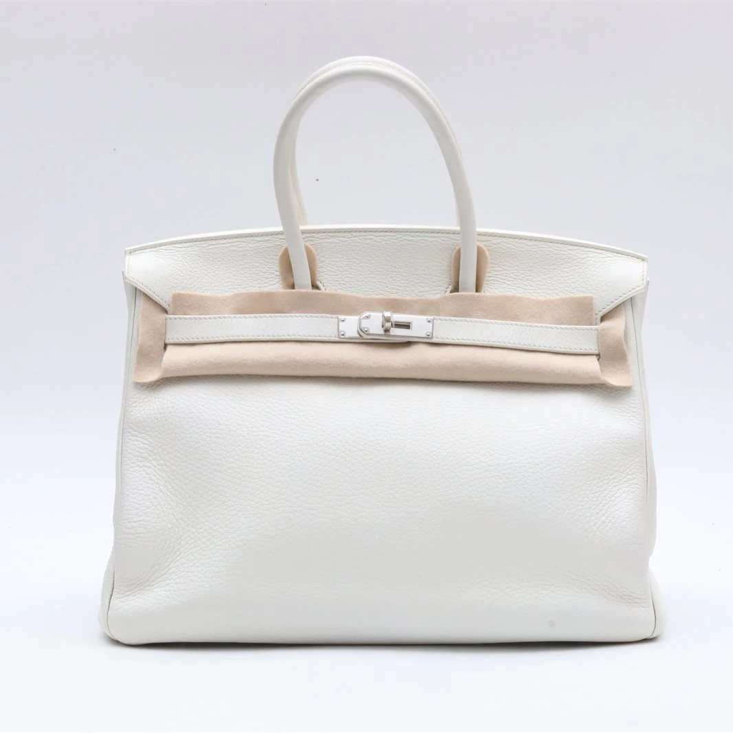 95新 Hermes/爱马仕 积分黑黑 P234551460Birkin 35 8L冰川白包