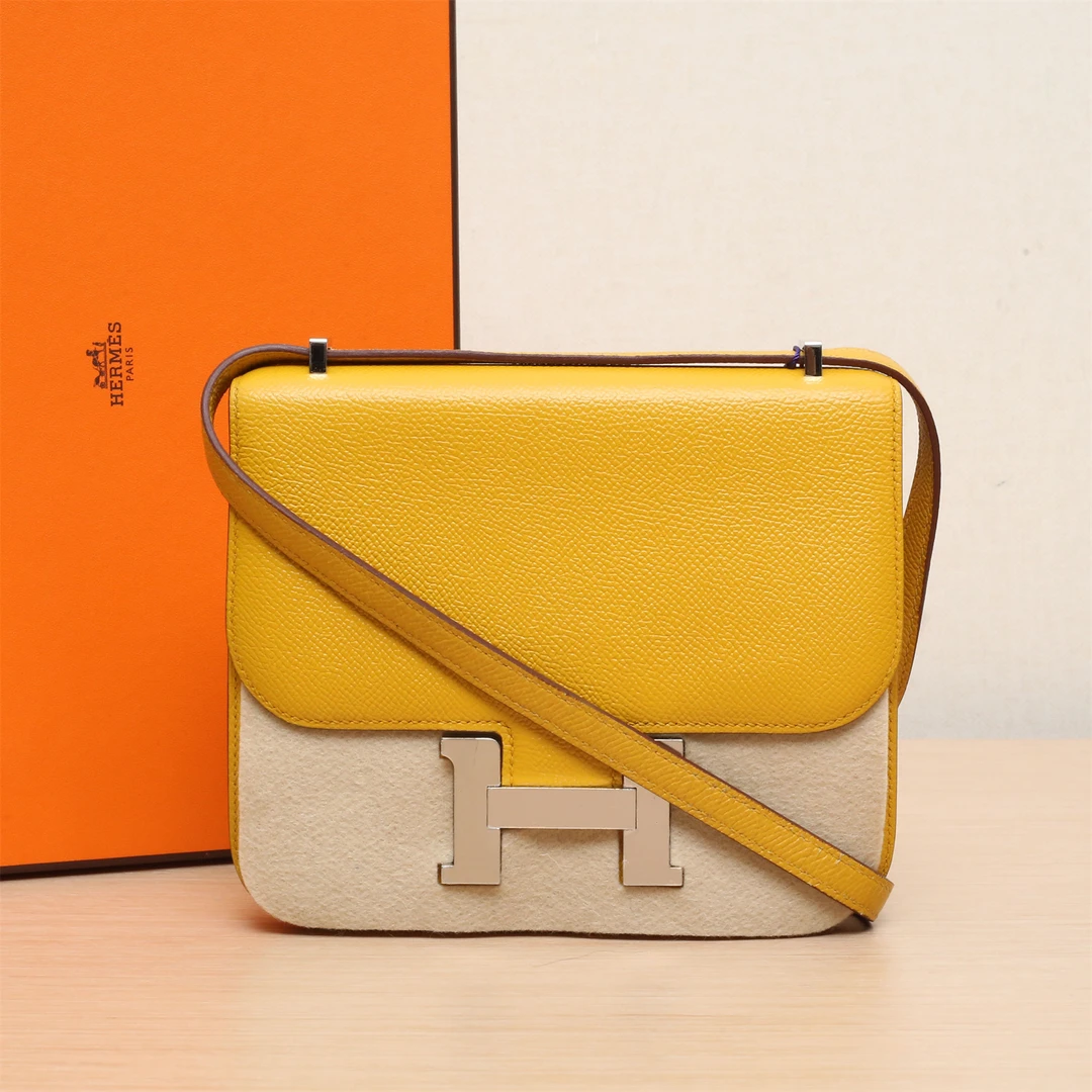 95新 Hermes/爱马仕 小花佳珊P213082997康康 19 9D琥珀黄