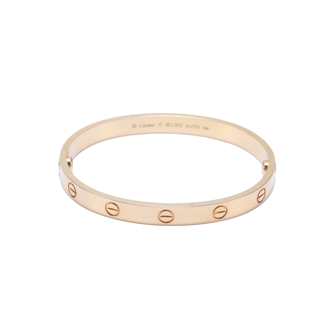 99新 Cartier/卡地亚 全款28499 小花攀攀LOVE宽版手镯玫瑰金17号