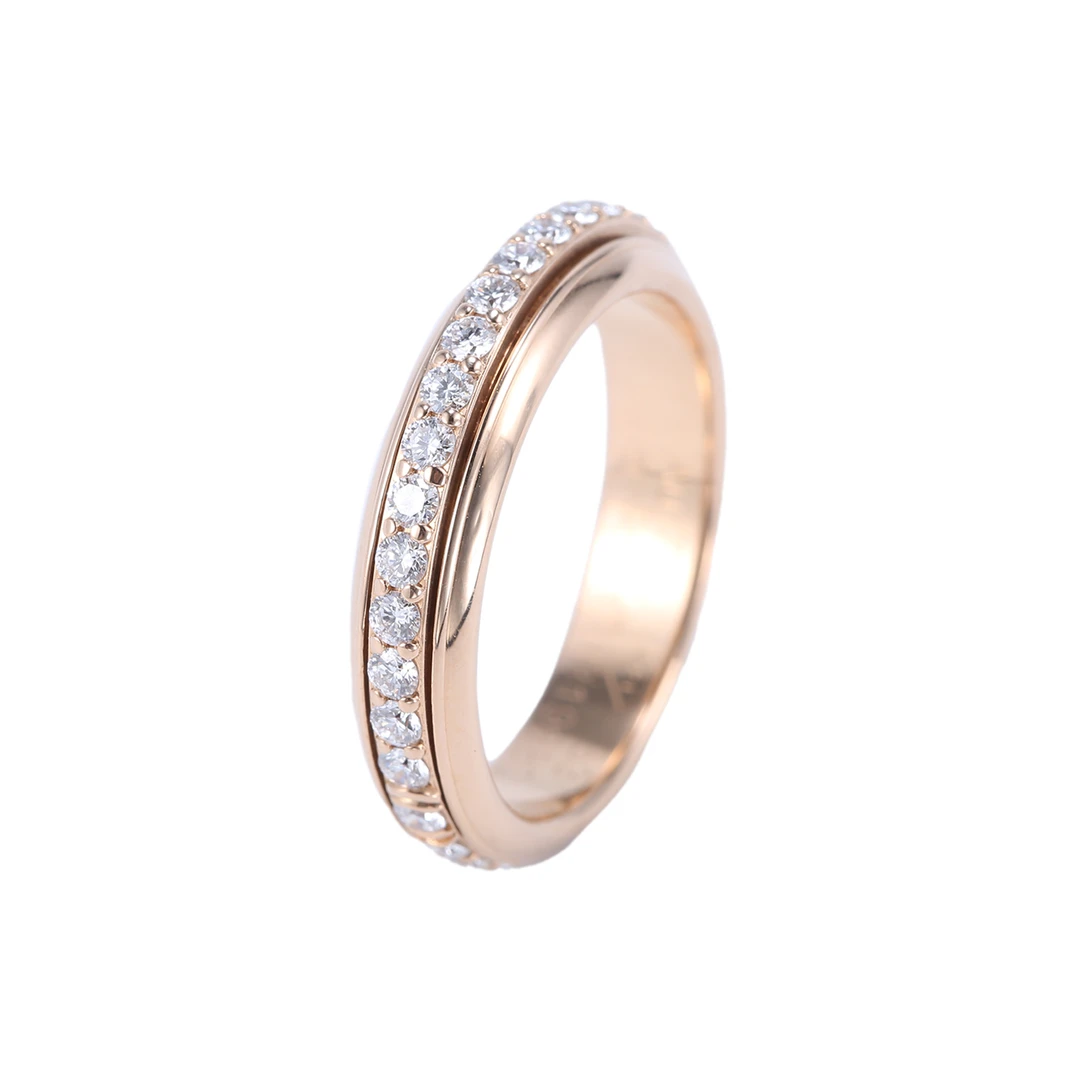 99新 Piaget/伯爵 小花佳珊P233074241单排钻 宽版 戒指53